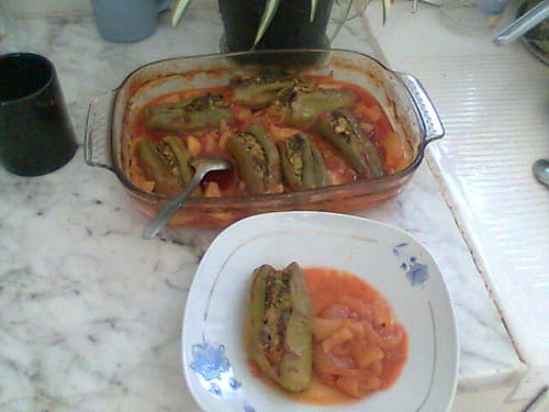 Poivrons farcis en sauce