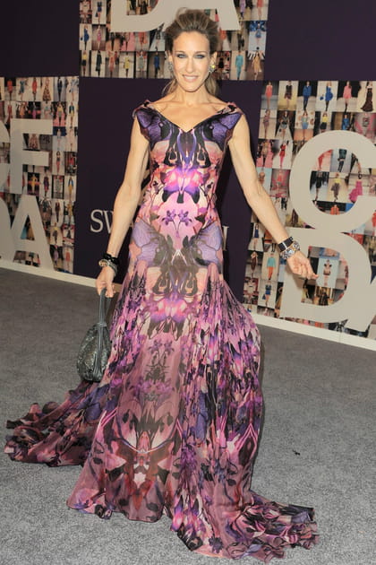 Sarah Jessica Parker en robe à impression papillon