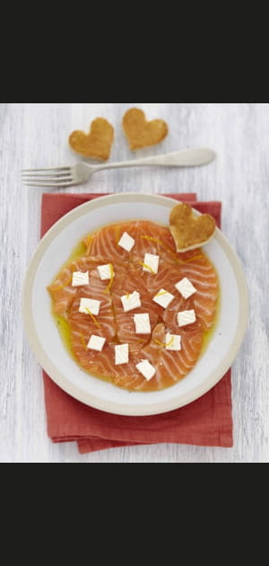 Carpaccio de saumon au Caprice des Dieux et &agrave; l'orange