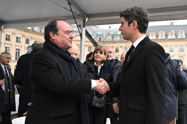 Hommage à Badinter : François Hollande et Gabriel Attal réunis