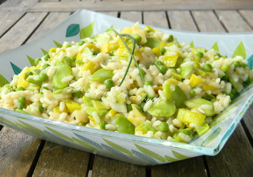 Risotto de printemps fèves et petits pois