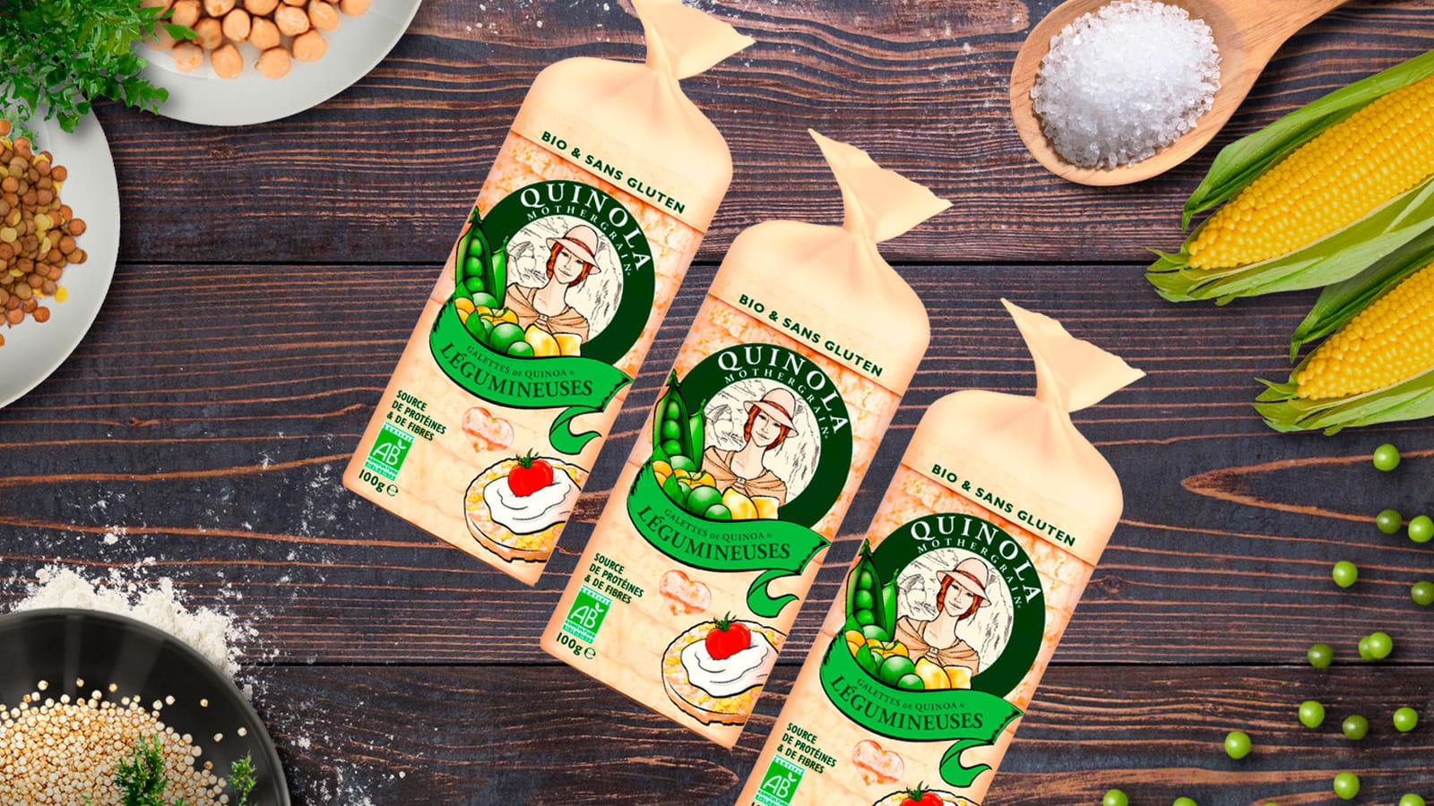 Galettes de quinoa et légumineuses de Quinola Mothergrain