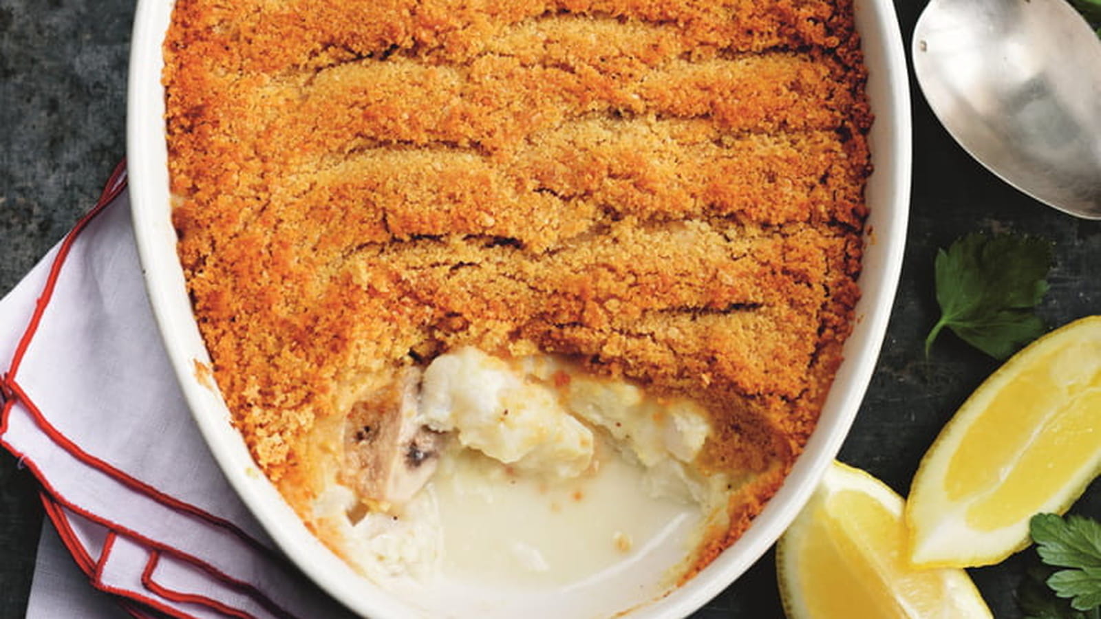 Crumble de cabillaud au citron et parmesan