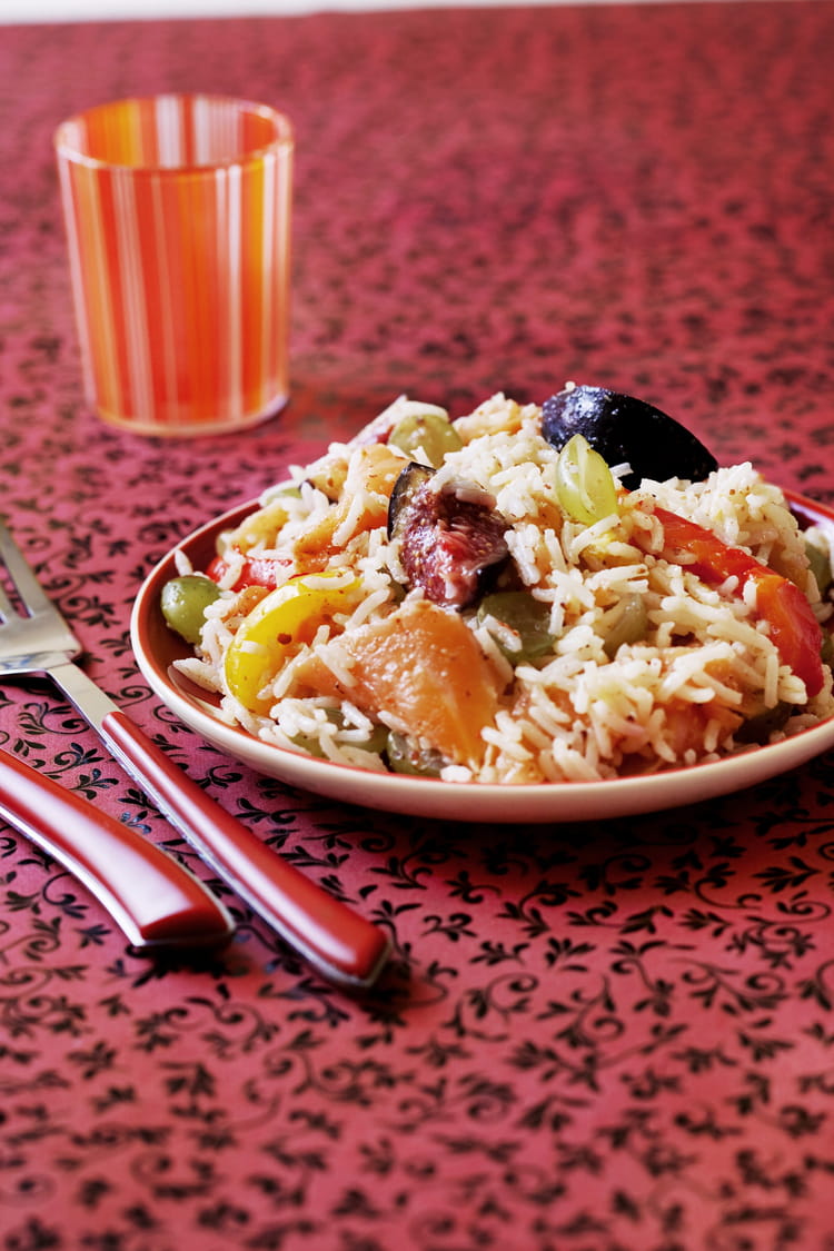 Recette de Salade de riz basmati au saumon et aux fruits
