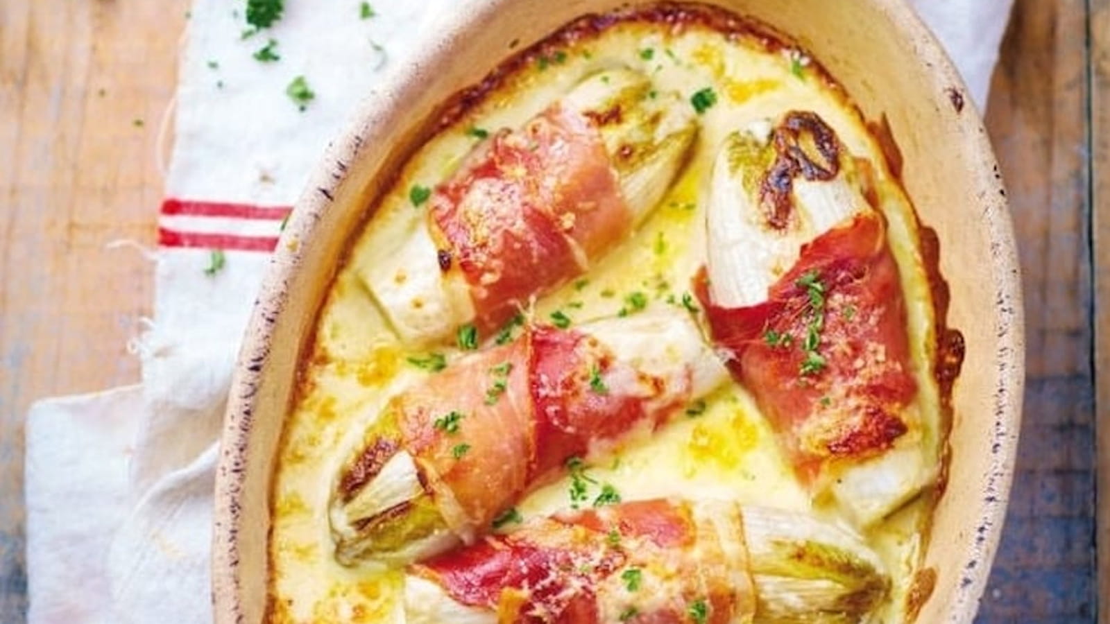 Gratin d'endives à l'Etivaz AOP et au speck