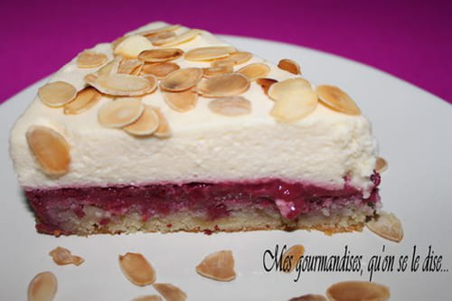 Gâteau entremets framboises-mascarpone et amandes
