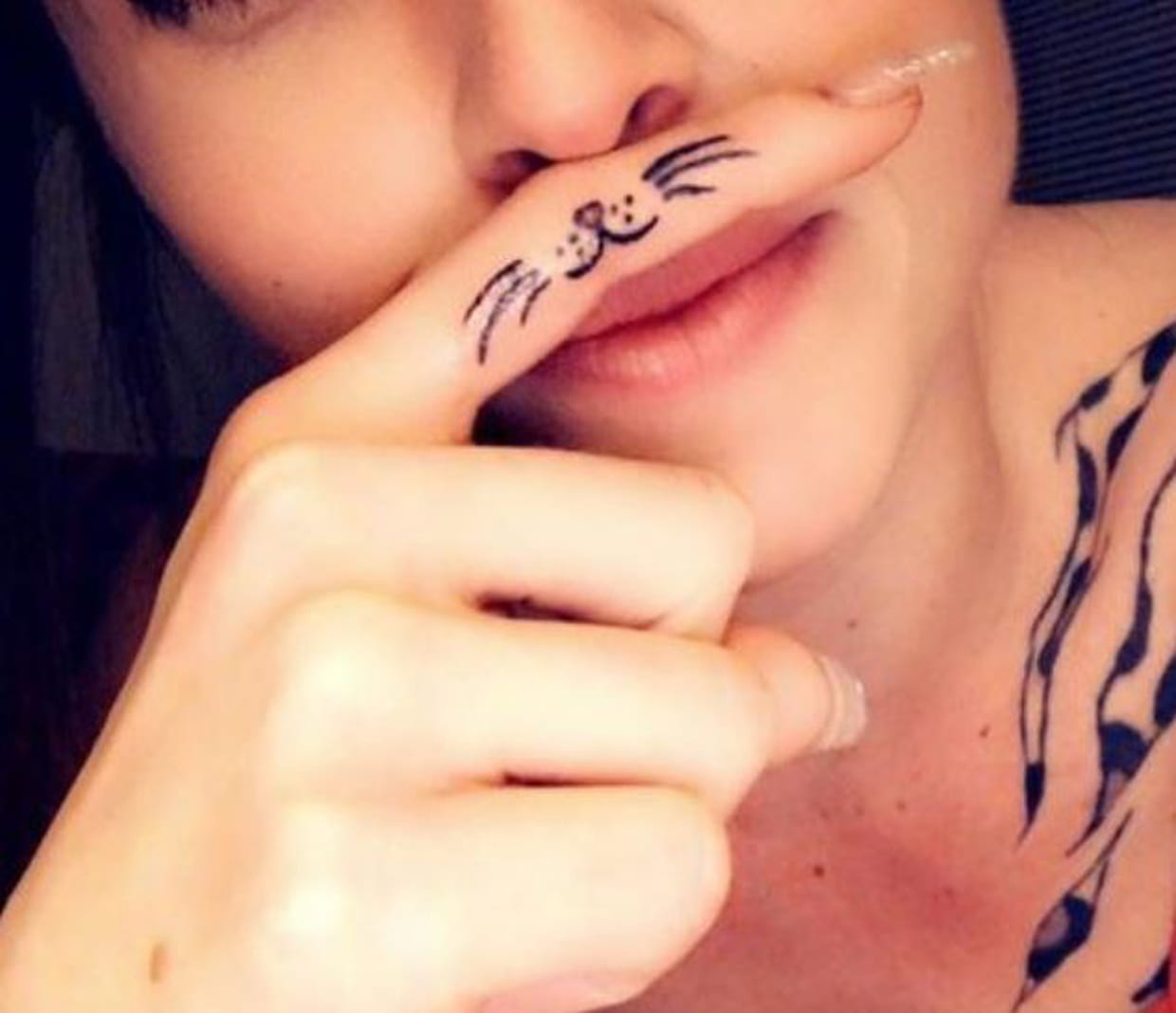 Moustaches De Chat Sur Le Doigt