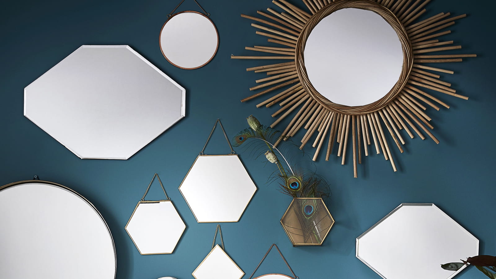 Miroir soleil en rotin