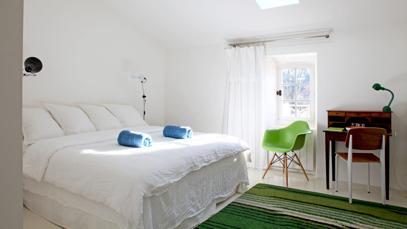 Chambre blanc vert