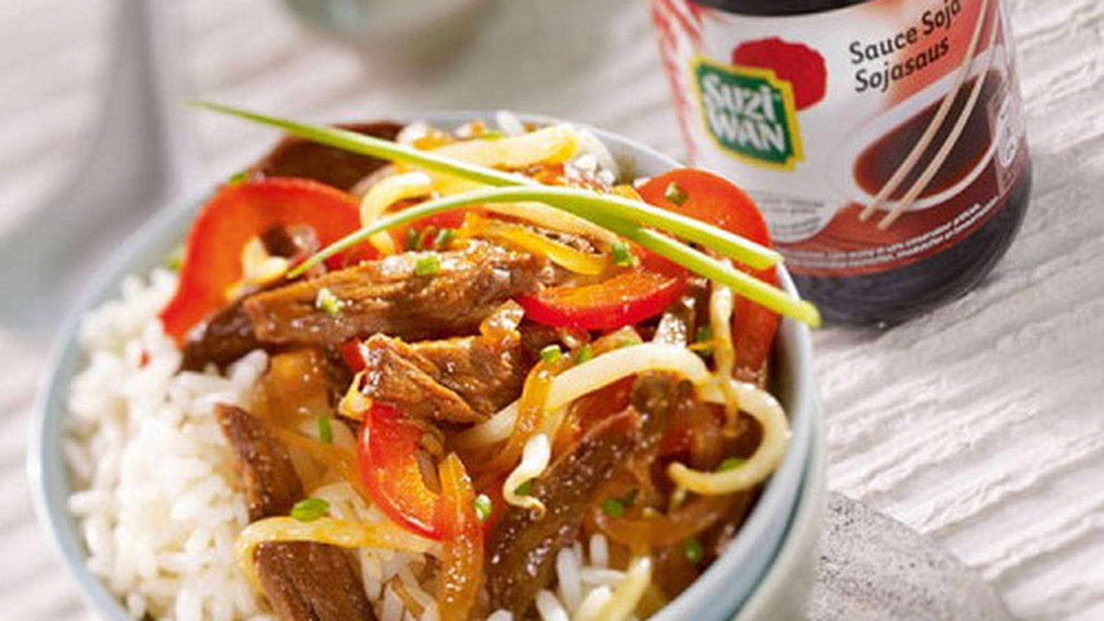 Bœuf et légumes sautés au soja