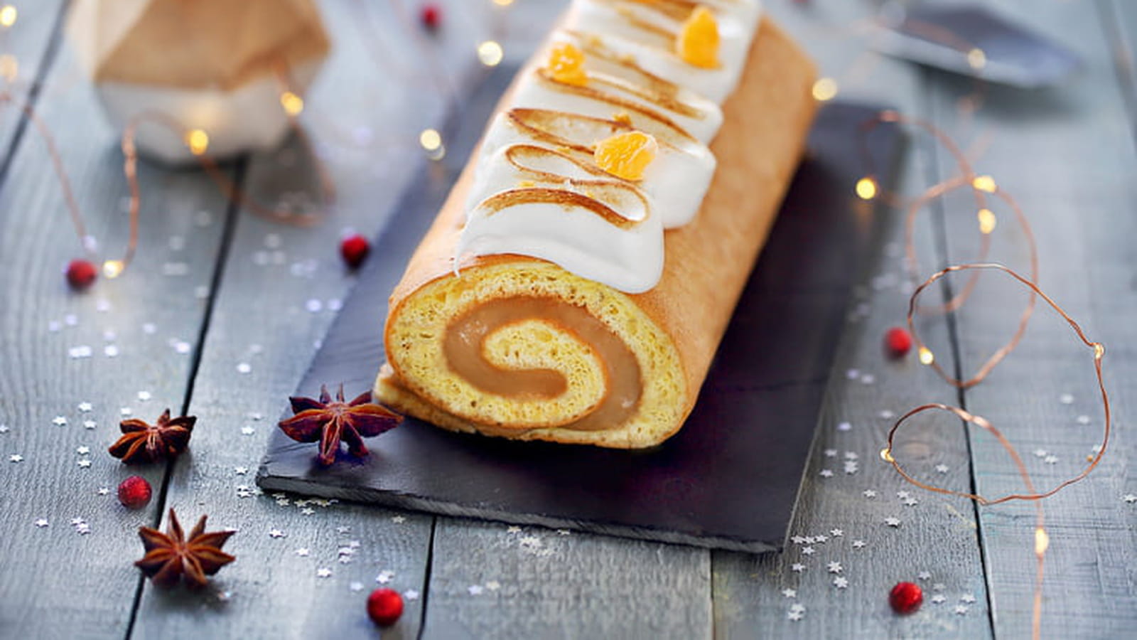 Bûche de Noël caramel et clémentine
