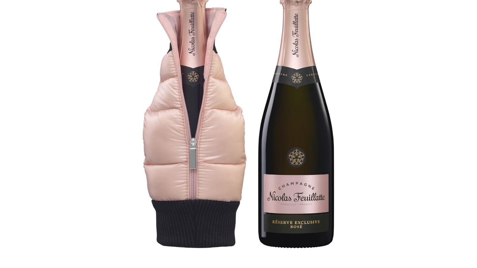 Le champagne rosé Nicolas Feuillatte et sa doudoune