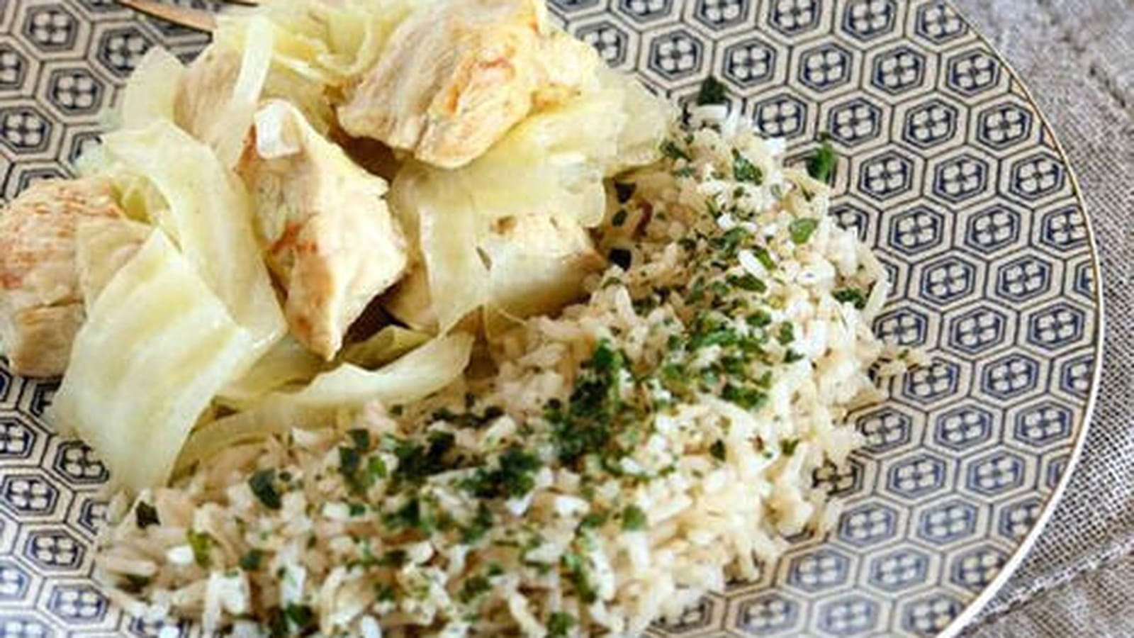 Blanc de poulet au chou vert et cumin