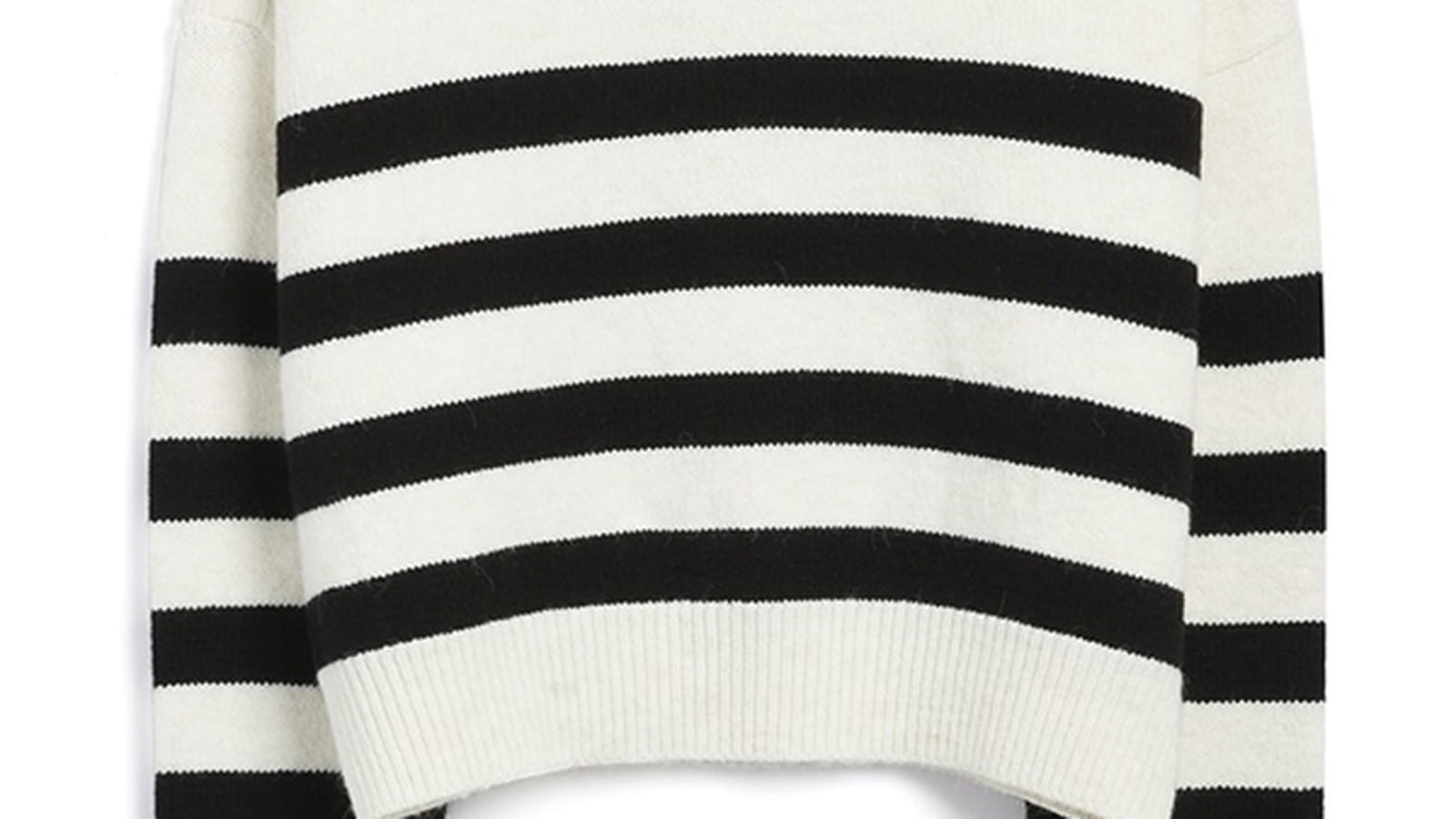 Pull blanc à rayures et boutons 