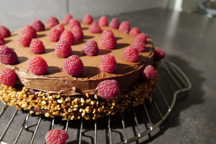 Recette De Moelleux Chocolat Framboises Nougatine Glacage