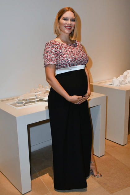 L&eacute;a Seydoux en robe longue bi-mati&egrave;re