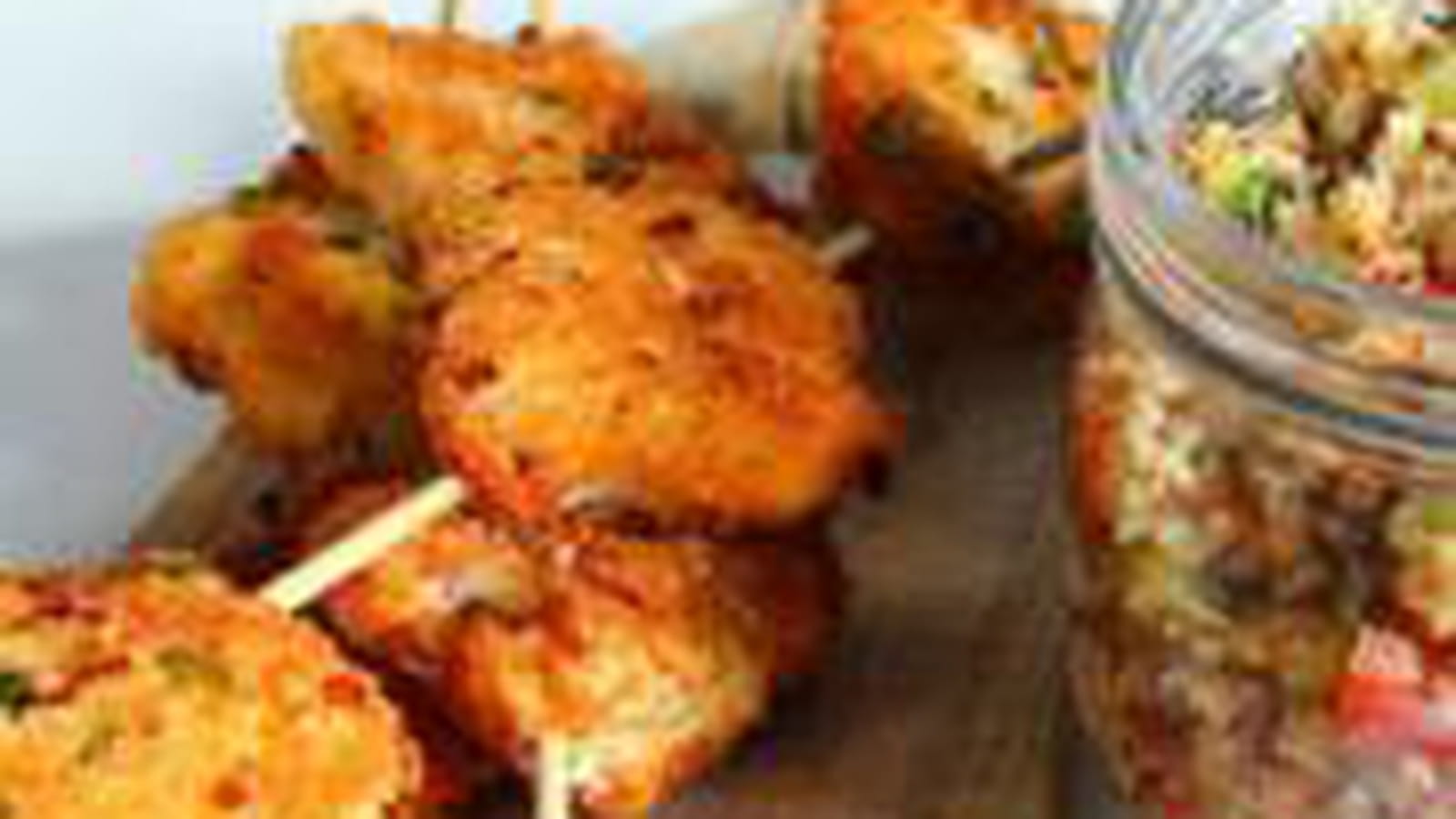 Brochettes de merlan pané