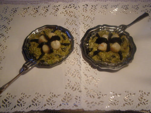 Fondue de poireaux à la truffe et aux Saint-Jacques