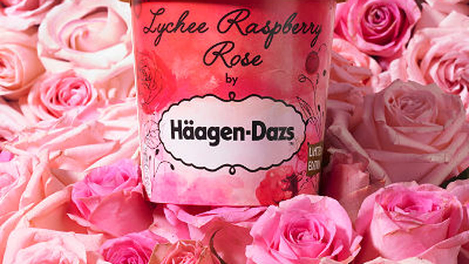 Glace Litchi, framboise et rose d'Häagen Dazs 