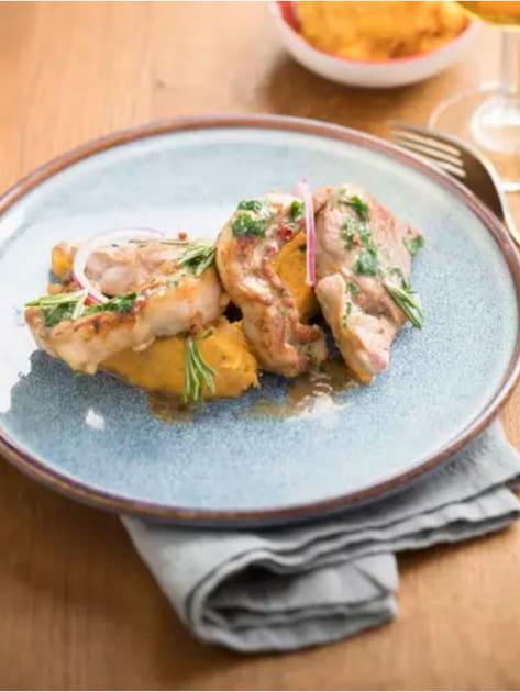 C&ocirc;tes d'agneau du Poitou-Charentes et sa pur&eacute;e de patate douce