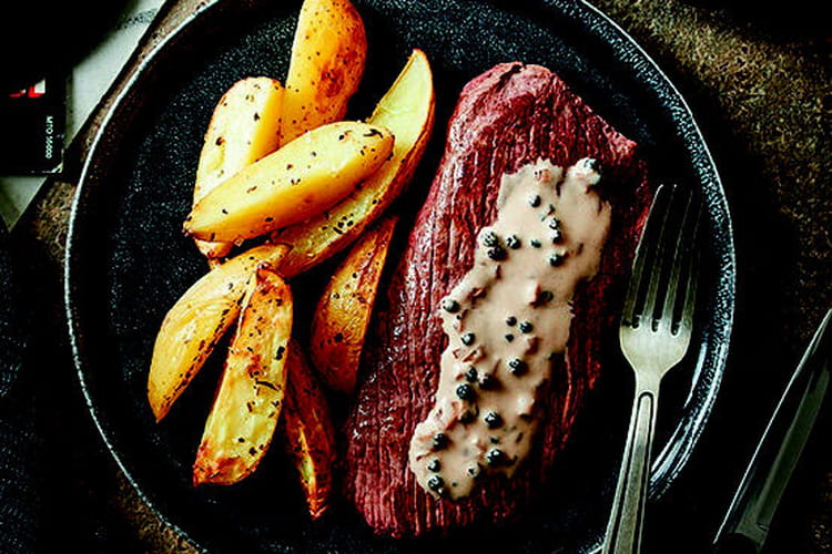 Steak au poivre et aux échalotes
