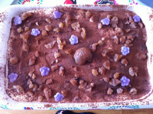Tiramisu aux marrons glacés et violette