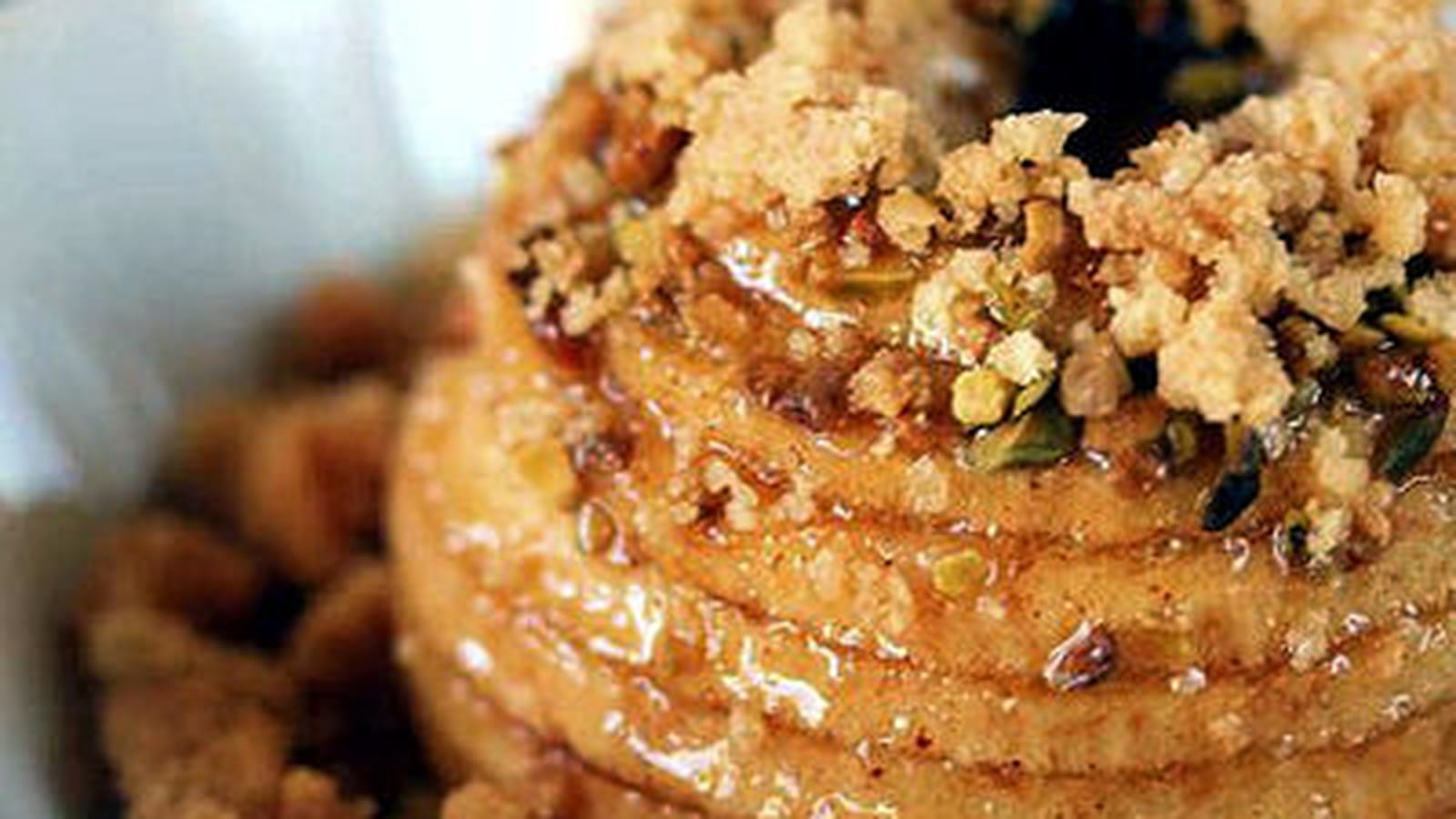 Pommes au four, pistache et crumble