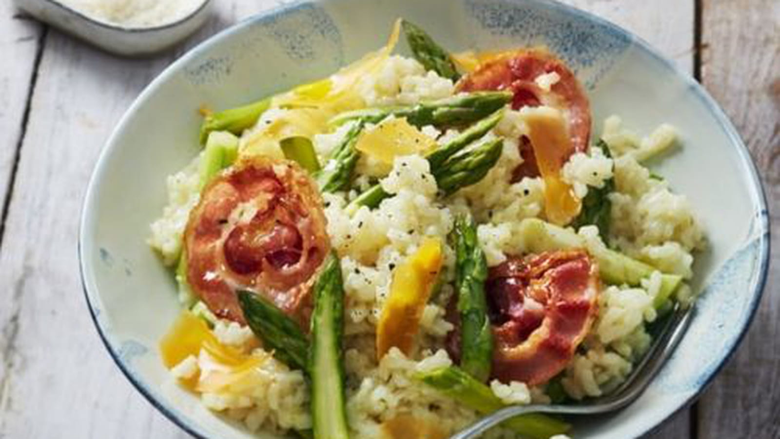 Risotto aux asperges, mimolette extra vieille et pancetta