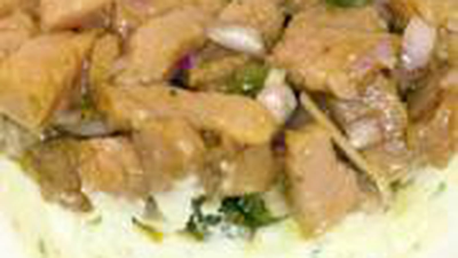 Tartare de veau et compressé de pommes au fromage