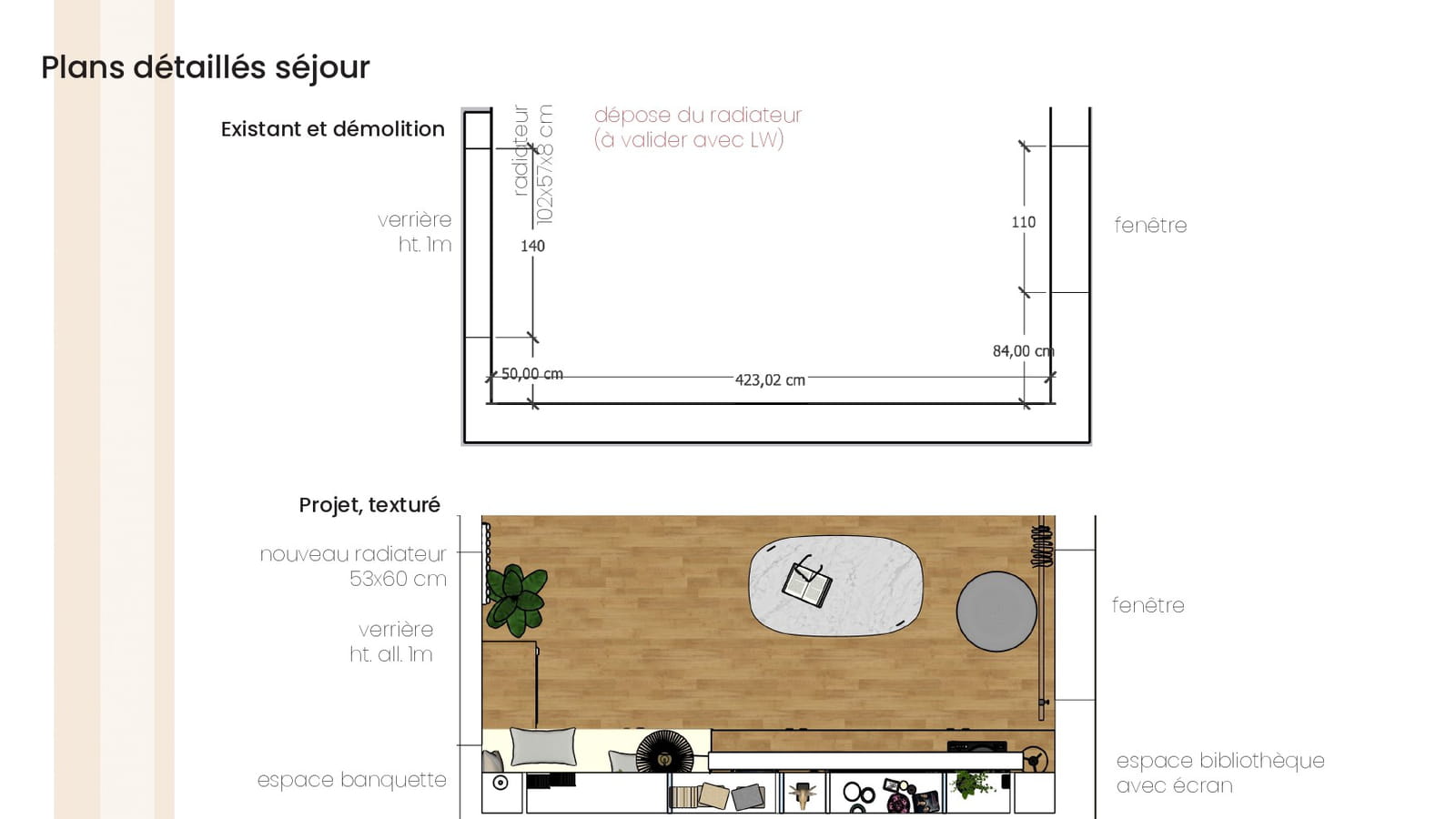 Plans avant-après séjour 