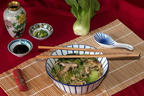 Soupe au chou Pak choï (ou Bok choy) aux Shiitaké
