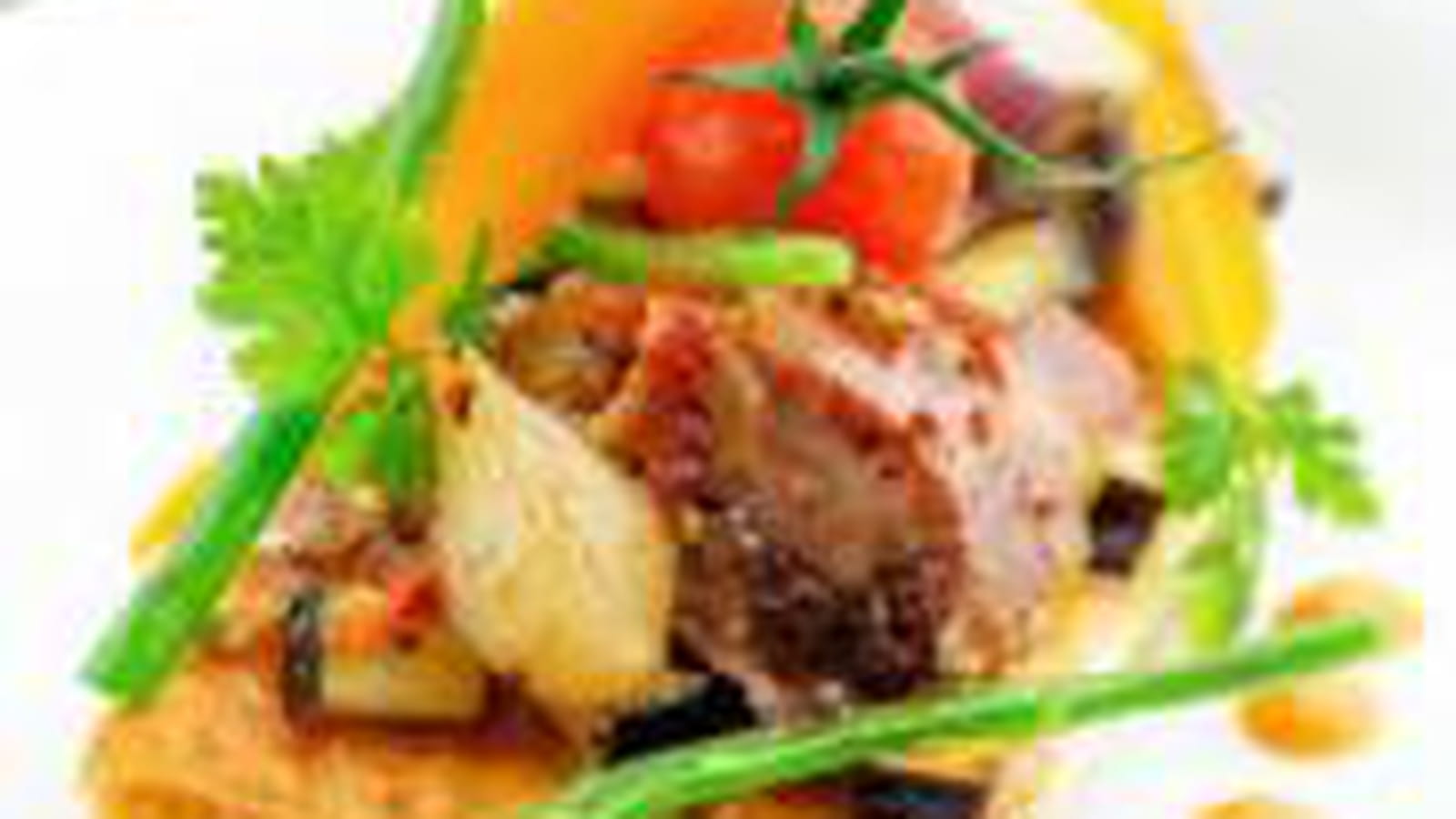 Souris d'agneau confites et légumes glacés