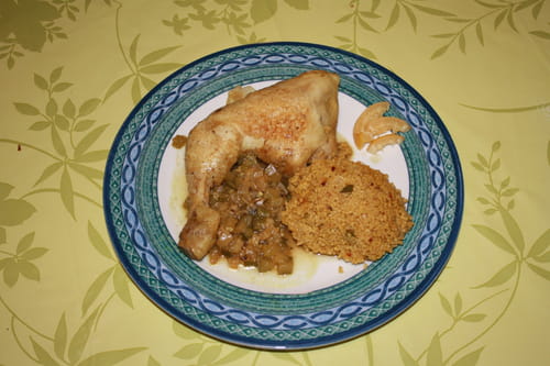 Tajine de poulet aux épices, courgette et citron confit