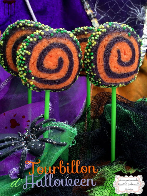 Sucettes biscuits tourbillon d'halloween