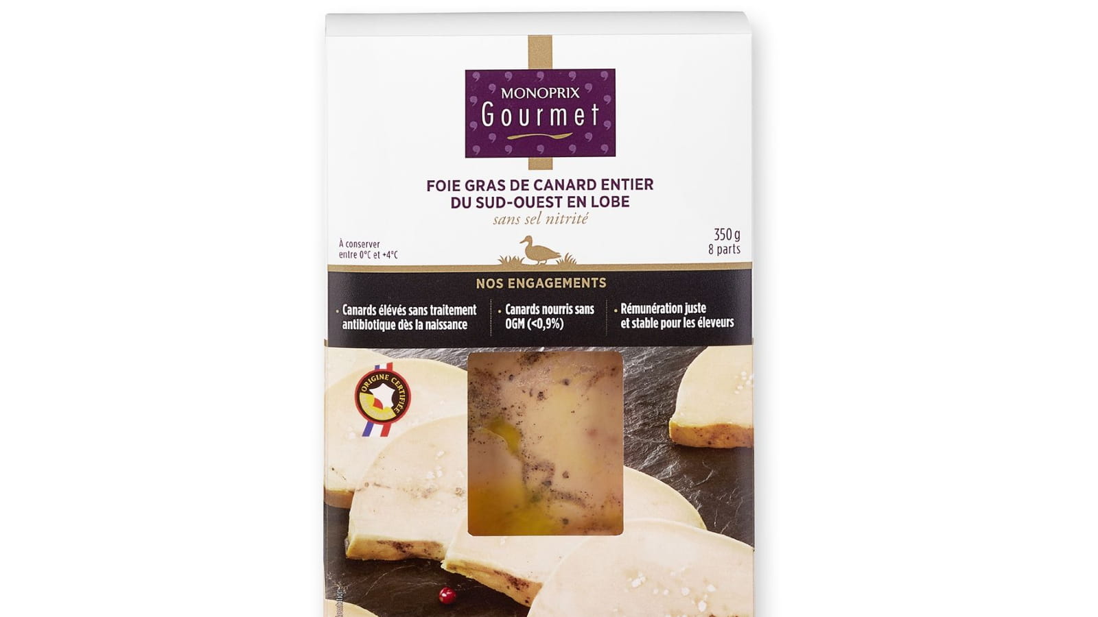  Le foie gras de canard entier du Sud-Ouest en lobe Monoprix Gourmet