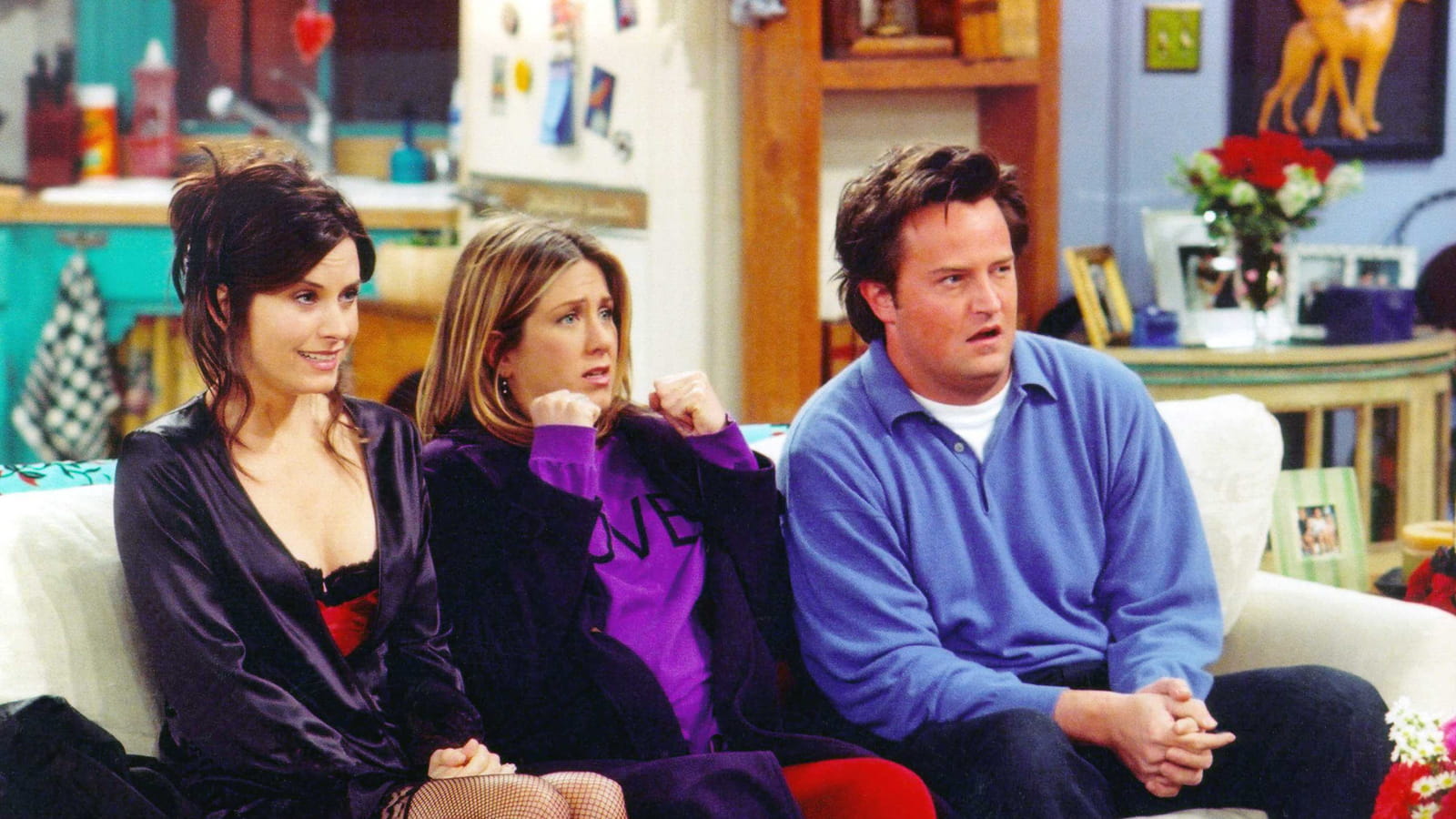 Courteney Cox, Jennifer Aniston et Matthew Perry dans Friends 