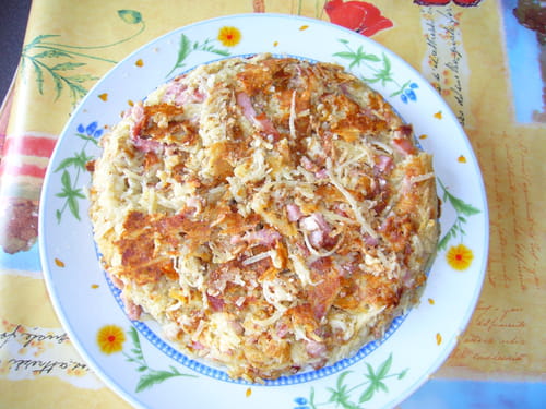 Crêpes de pommes de terre, aux lardons et fromage