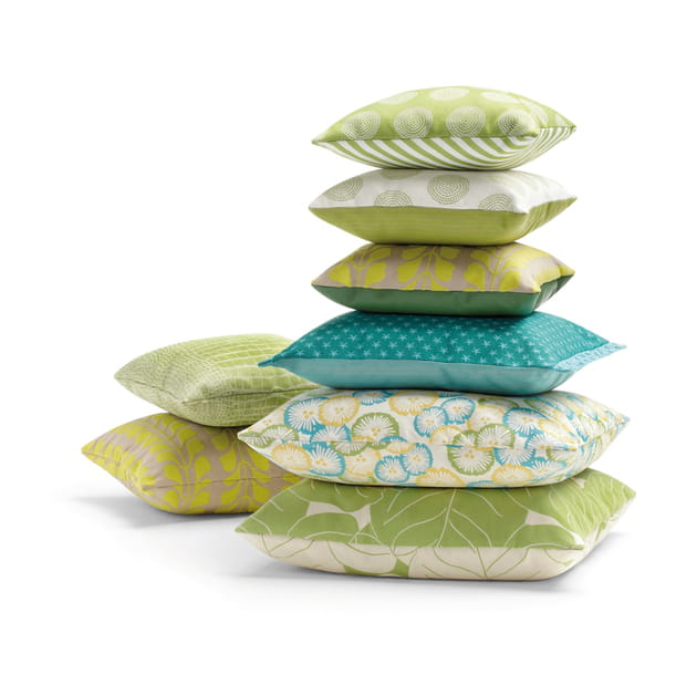 Des coussins extérieurs verts