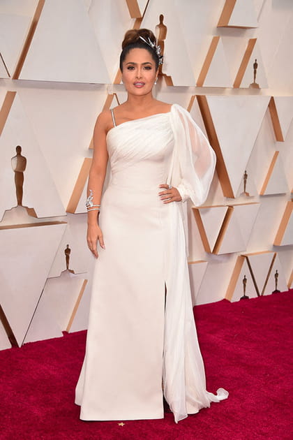 Salma Hayek en robe blanche