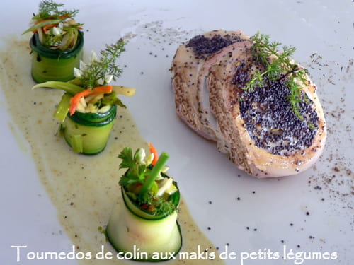 Tournedos de colin et ses makis de petits légumes