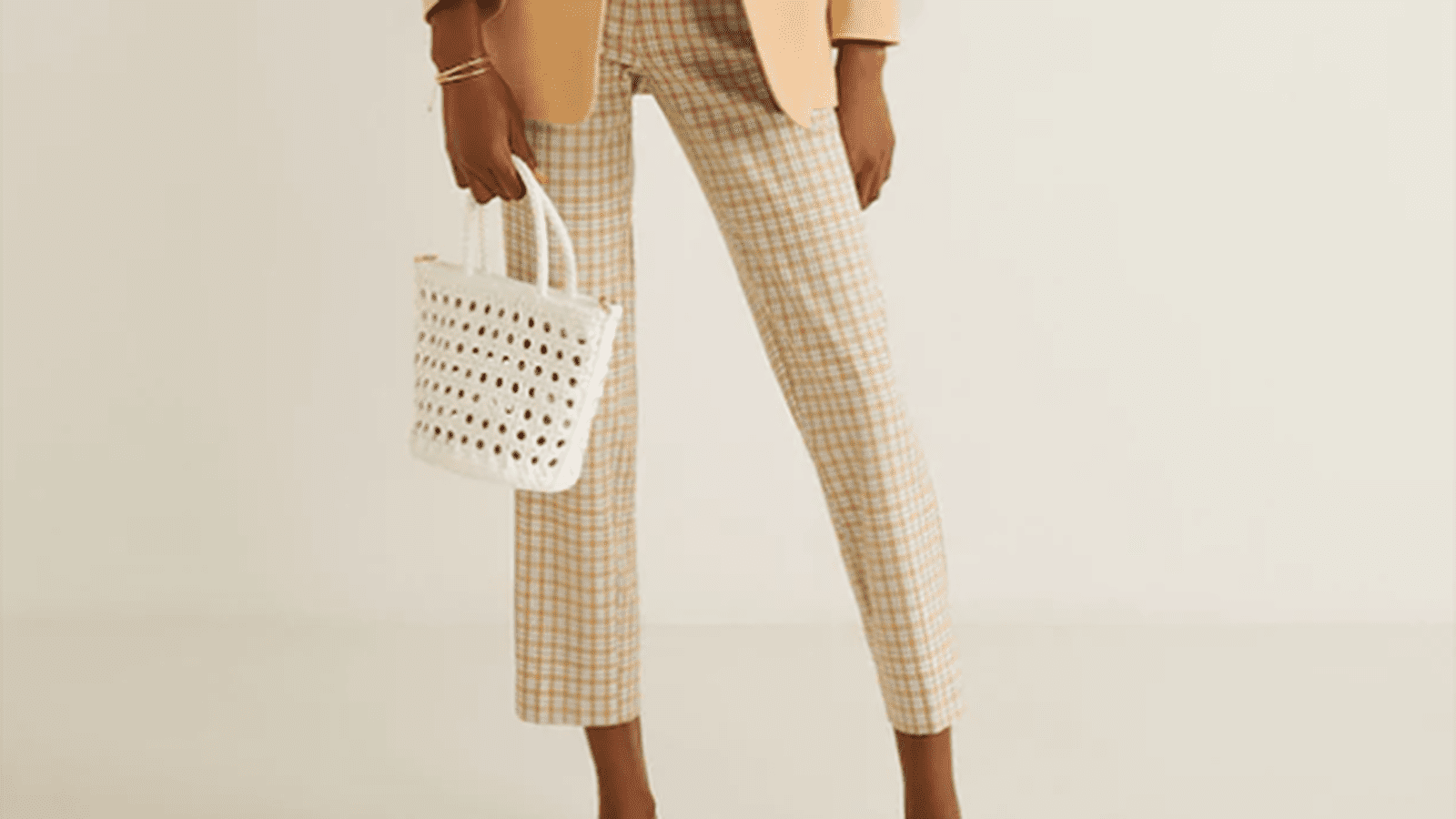 Pantalon droit à carreaux 