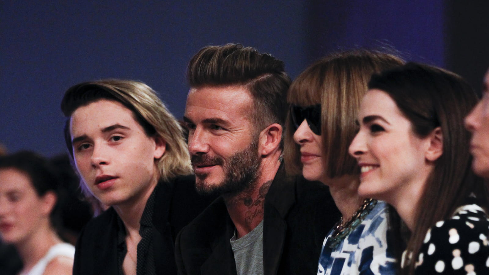 Brooklyn Beckham, David Beckham et Anna Wintour 