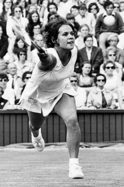 La joueuse de tennis Evonne Goolagong &agrave; Wimbledon en 1971