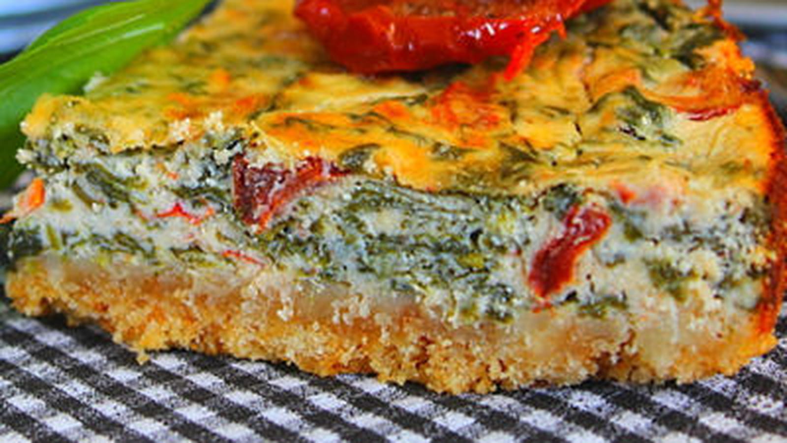 Cheesecake salé épinards, fromage de chèvre et tomates confites