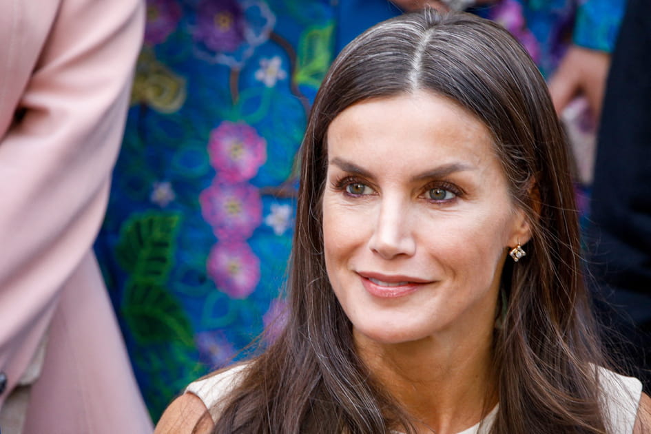 La m&egrave;che blanche assum&eacute;e dans les cheveux de Letizia d'Espagne