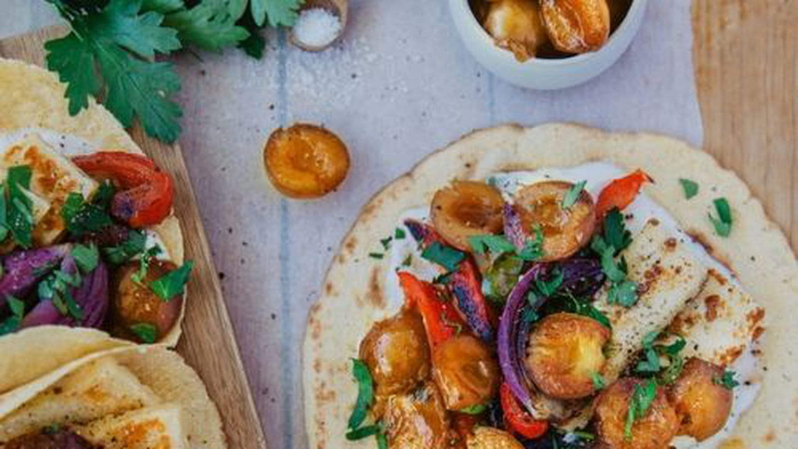 Tacos végétariens aux mirabelles de Lorraine