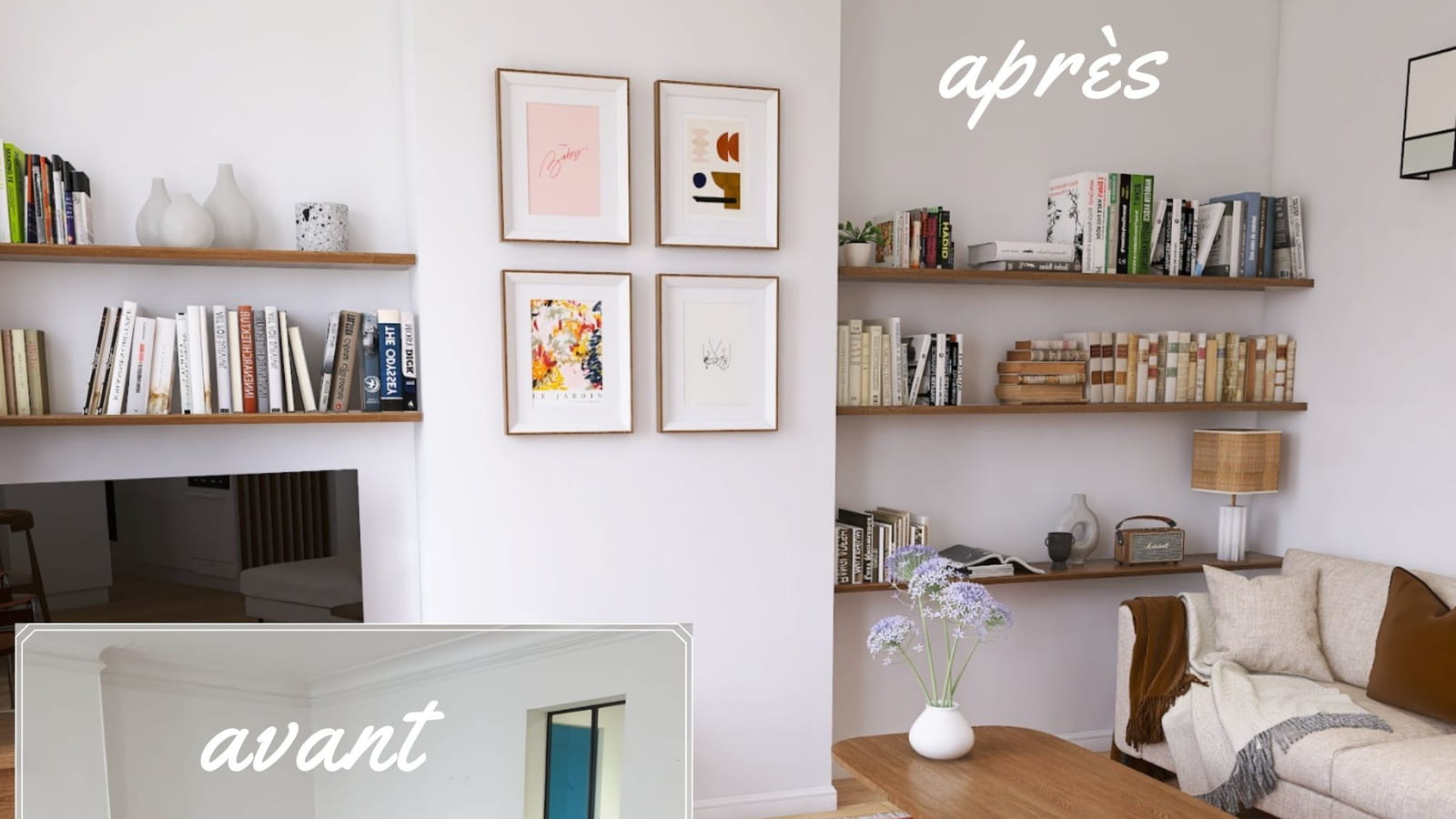 Pièce de vie avant-après