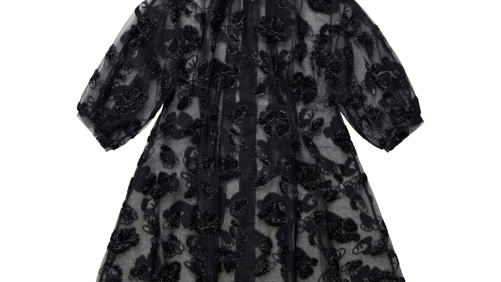 Robe texturée à fleur noire