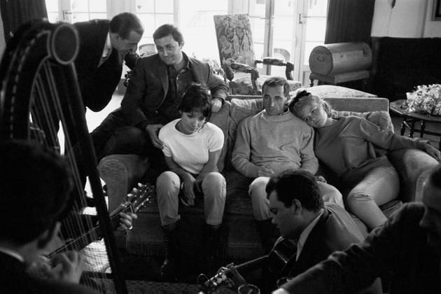 Marie Lafor&ecirc;t, Jean-Gabriel Albicocco, son premier mari, Charles Aznavour et sa future femme Claude Carol