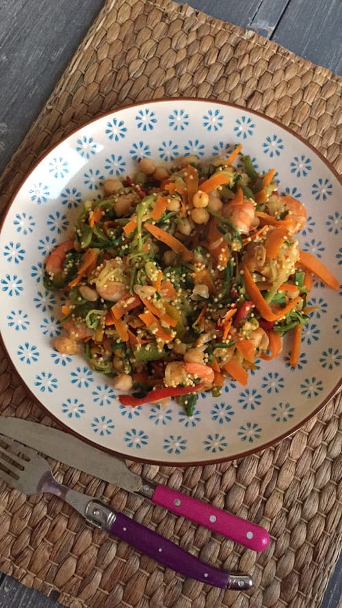 Poêlée de légumes aux crevettes